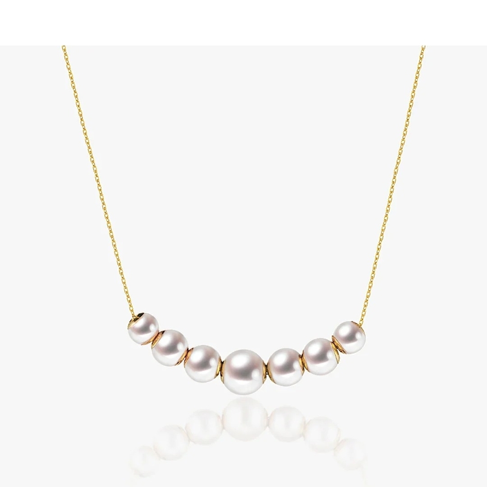 18k Gold Chain Necklace with Pearls